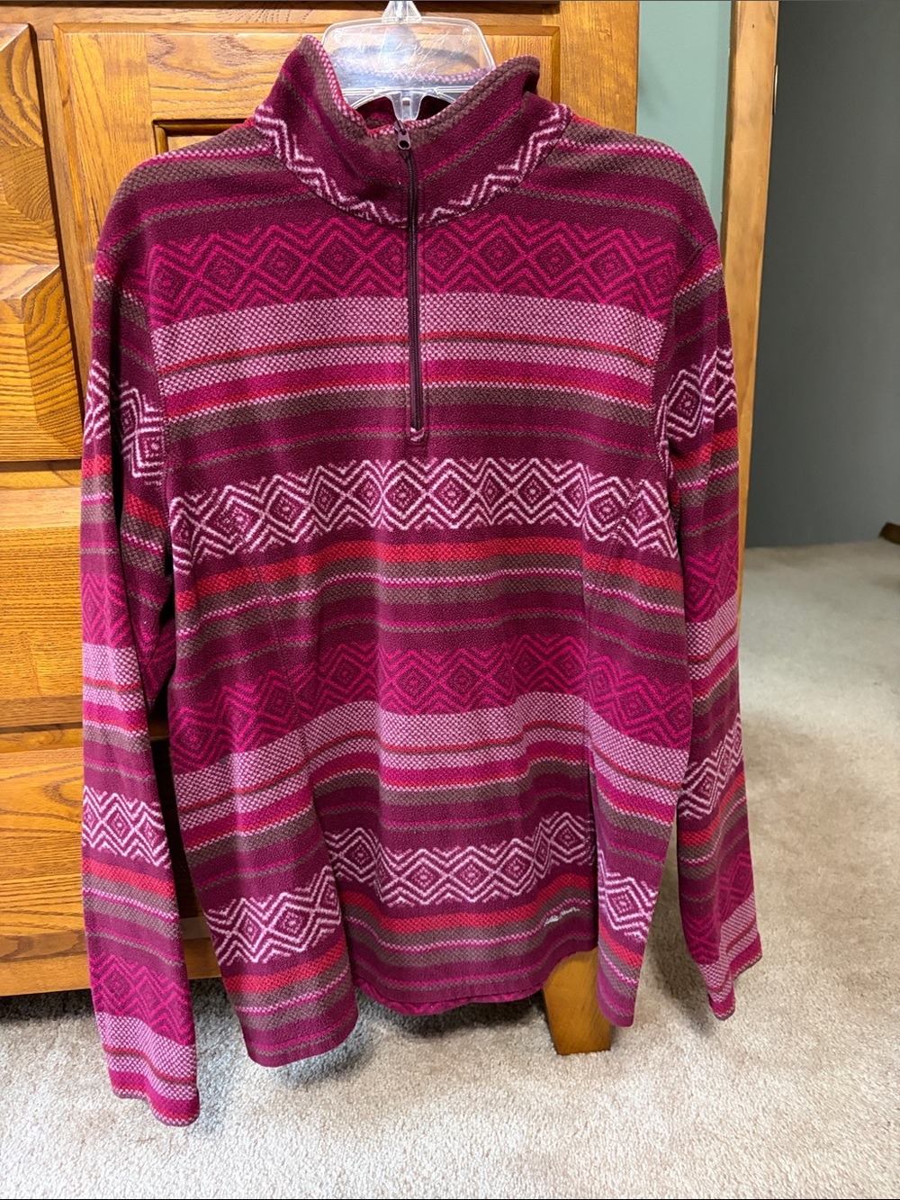 women’s quarter-Zip Pullover Fleece - Magenta Pattern